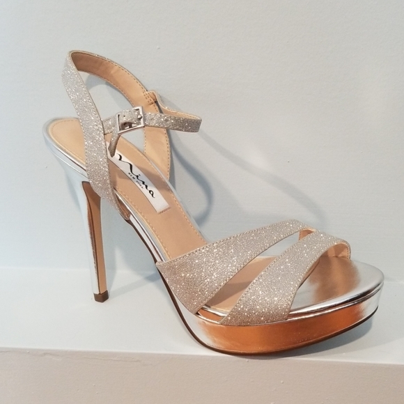 Nina Silver Sparkle Heels
